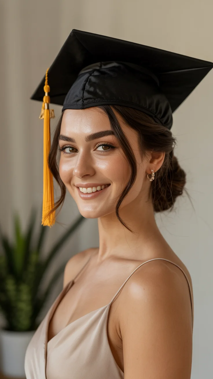 graduation hairstyles ideas 2026 Soft Twisted Bun with Modern Face Framing Pieces