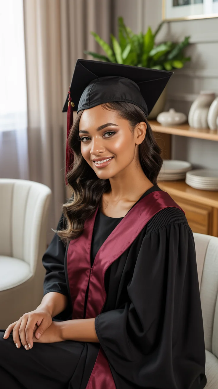 graduation hairstyles with cap ideas 2026 hollywood waves