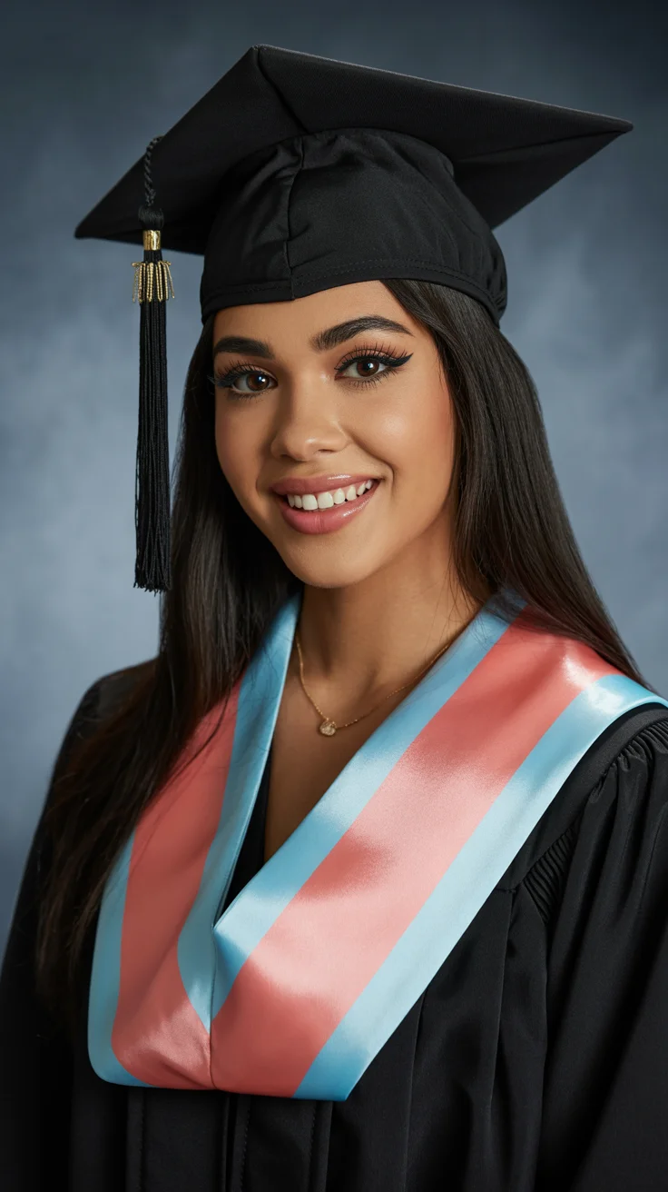 graduation hairstyles with cap ideas 2026 long sleek hair