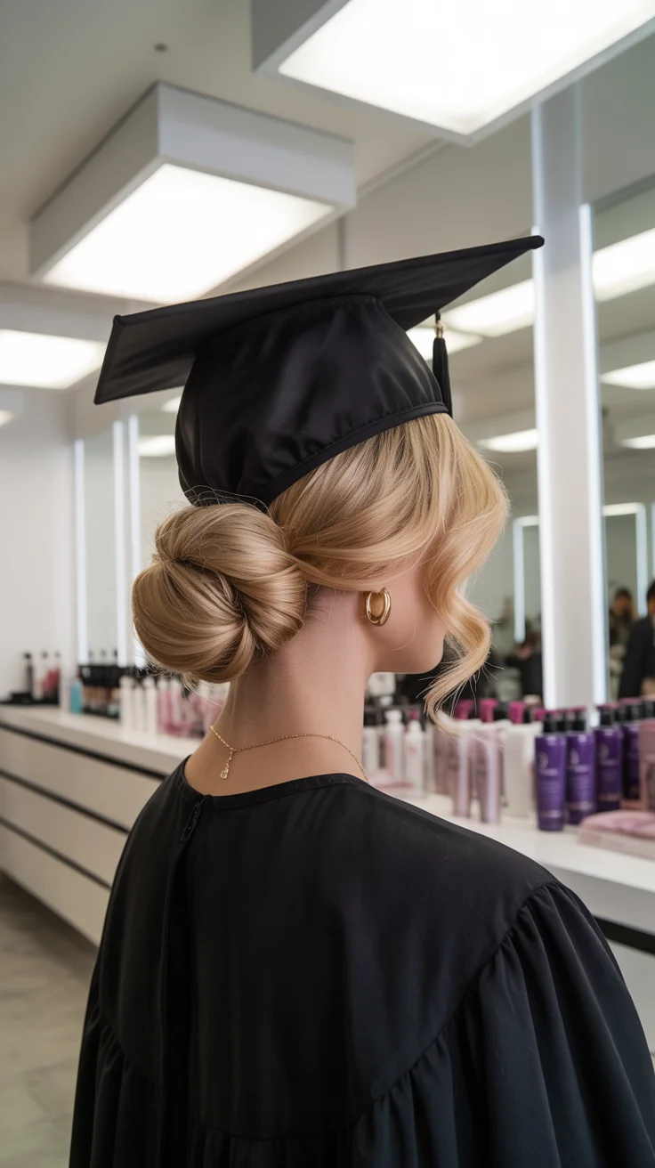 graduation hairstyles with cap ideas 2026 sleek twisted bun
