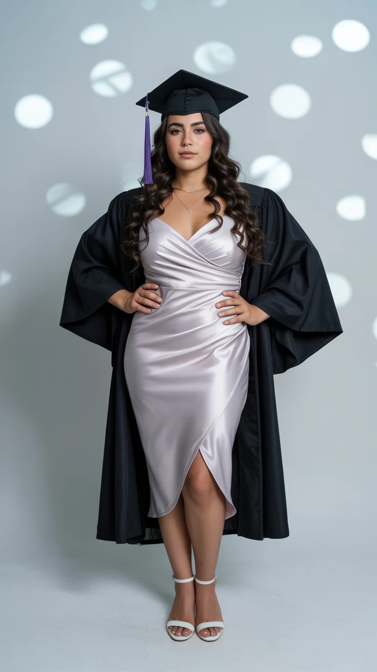 graduation look ideas 2026 Silky Wrap Dress Elegance for a Confident Graduation Look