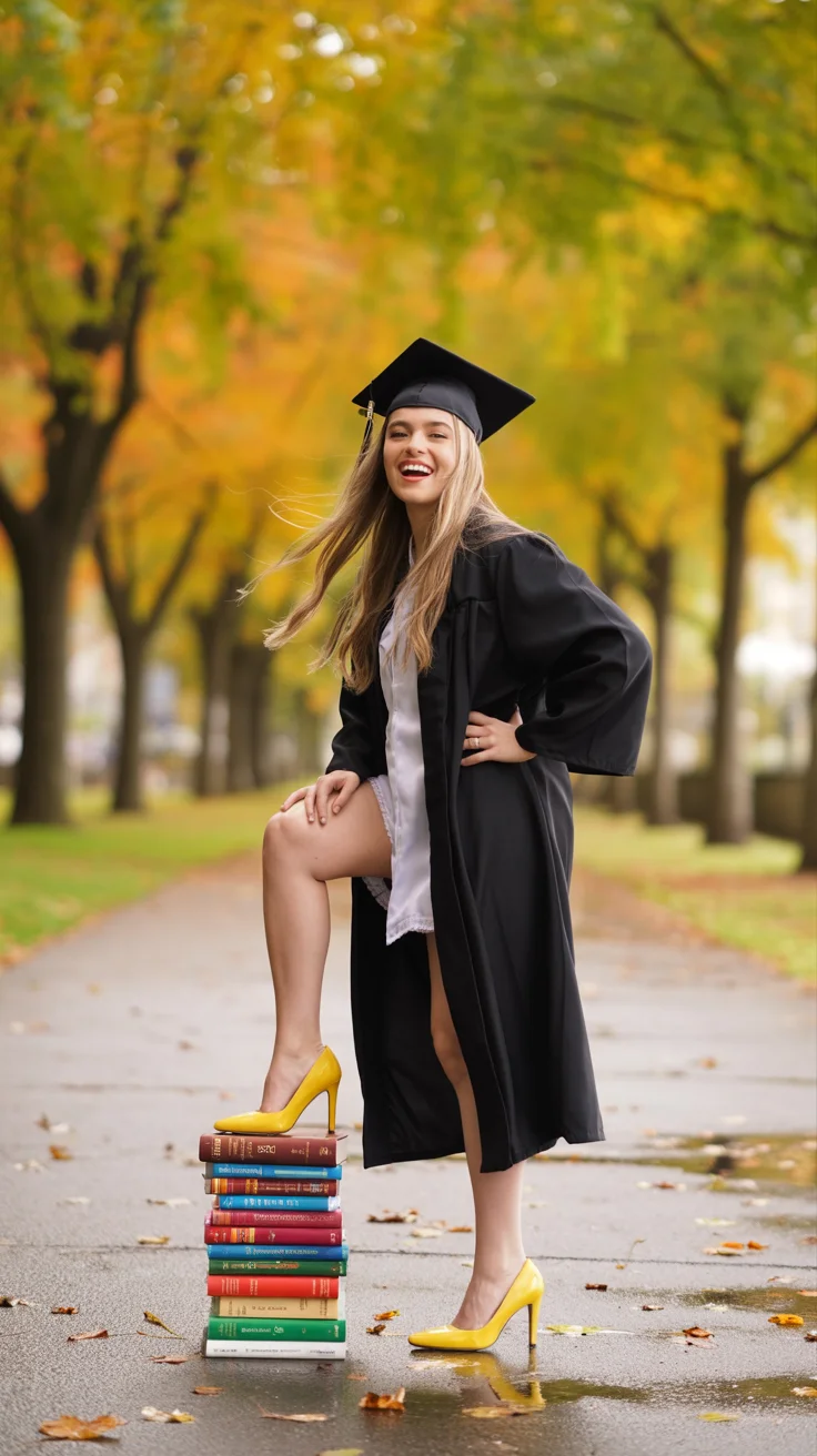 graduation look ideas 2026 Playful Graduation Energy with Bold Yellow Heels