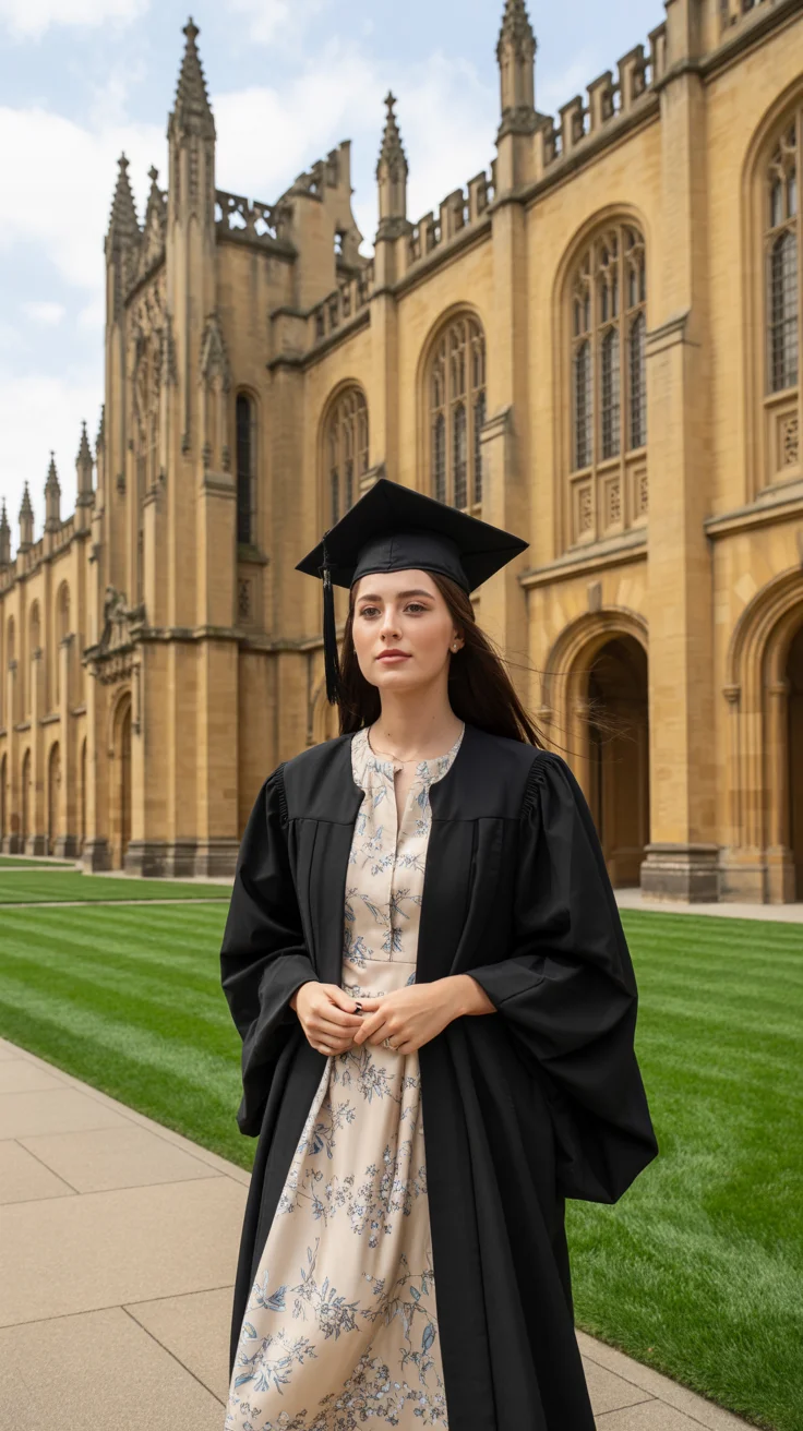 graduation look ideas 2026 Delicate Floral Dress for a Classic Campus Graduation