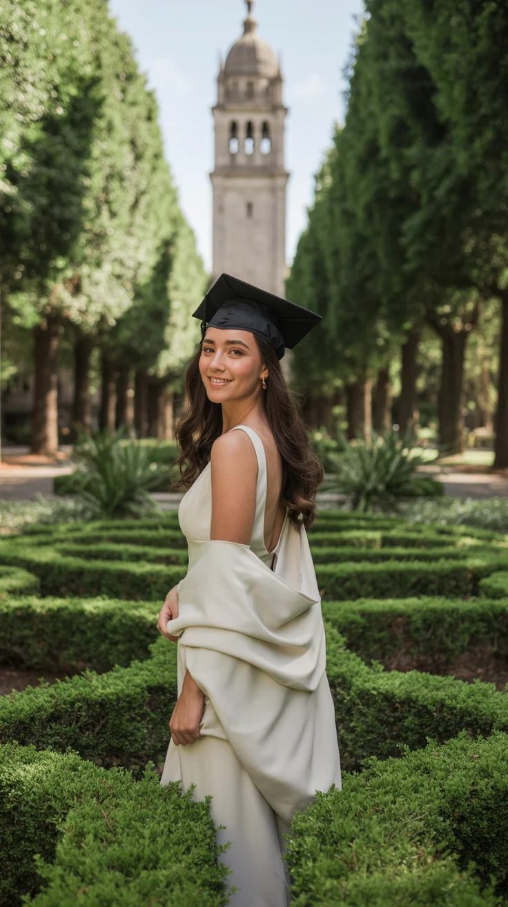 graduation look ideas 2026 Soft Minimalism with an Open Back Graduation Dress