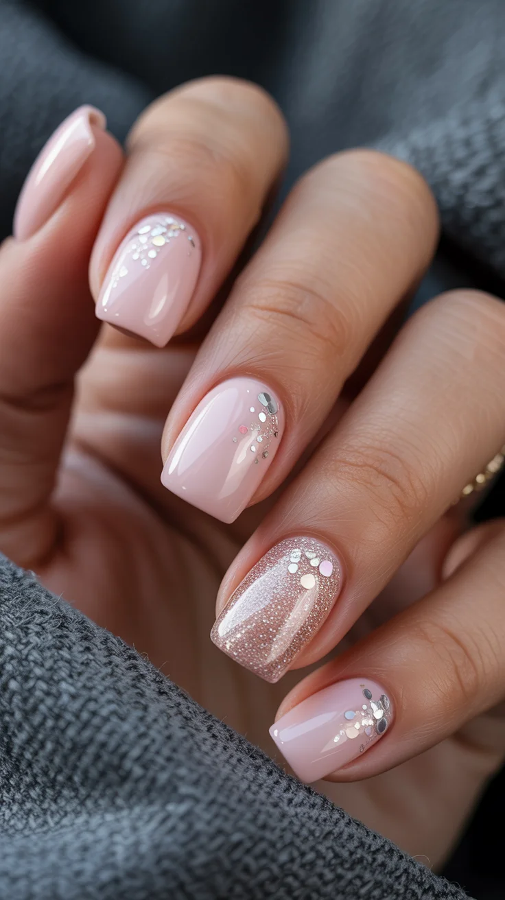 graduation nail color ideas 2026 Blush Pink Graduation Nails with Subtle Sparkle