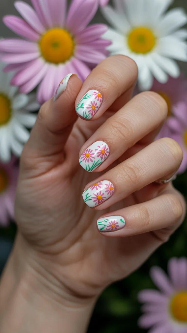 graduation nails ideas 2026 colorful daisy manicure
