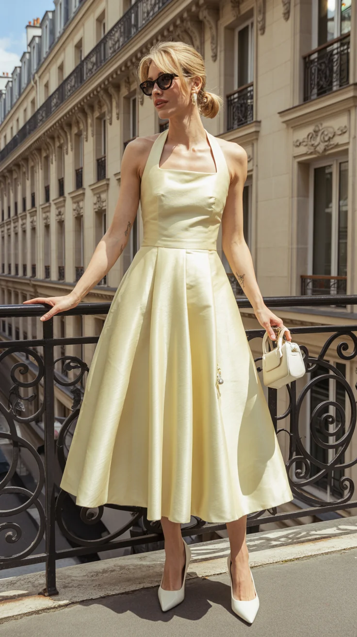 graduation outfit ideas for guest ideas 2026 Romantic Halter Midi Dress for a Sunlit Celebration