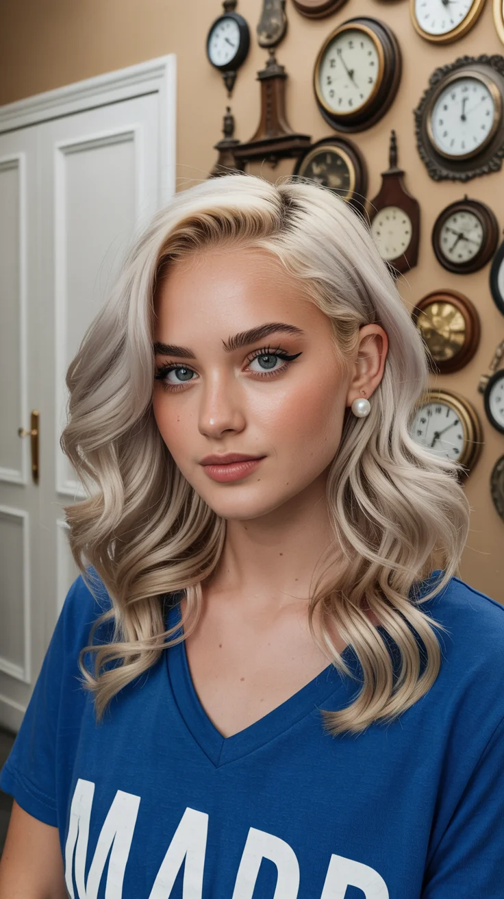 hair color for blondes summer 2026 Cool Pearl Blonde with Vintage-Inspired Waves