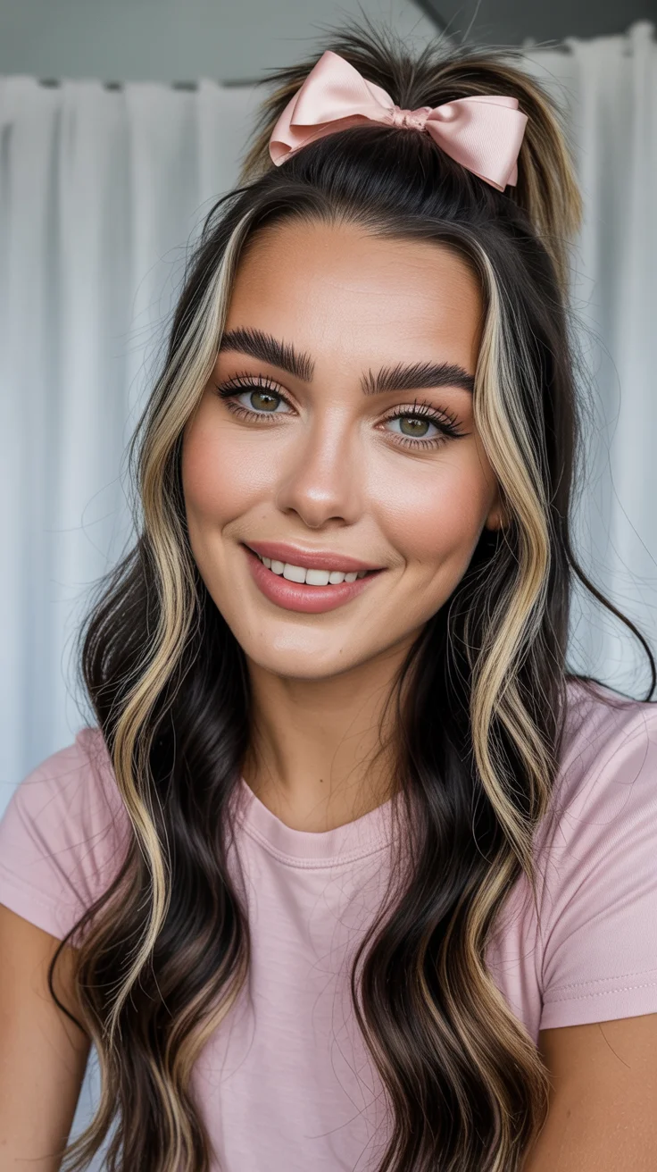 hair color ideas for brunettes summer 2026 High-Contrast Blonde Money Pieces on Deep Brunette Waves