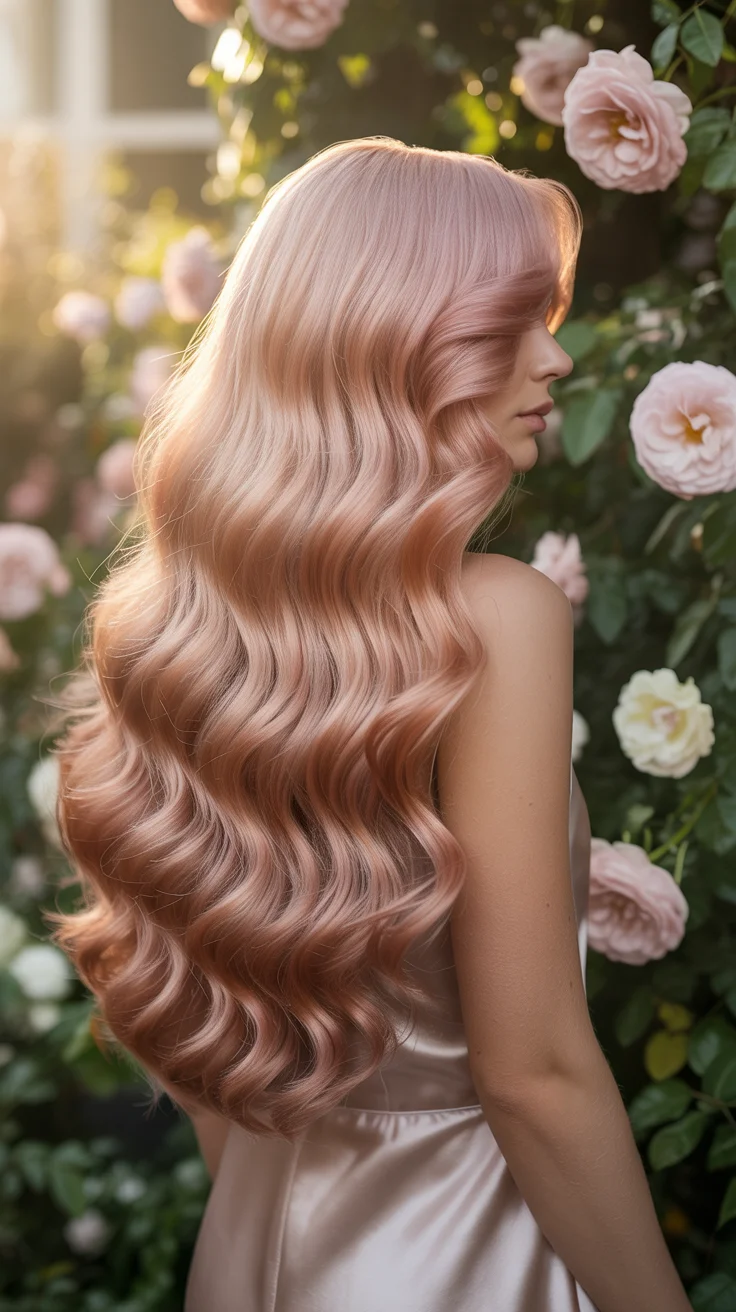 hair color ideas for summer 2026 Rose Gold Lengths with Romantic Shine
