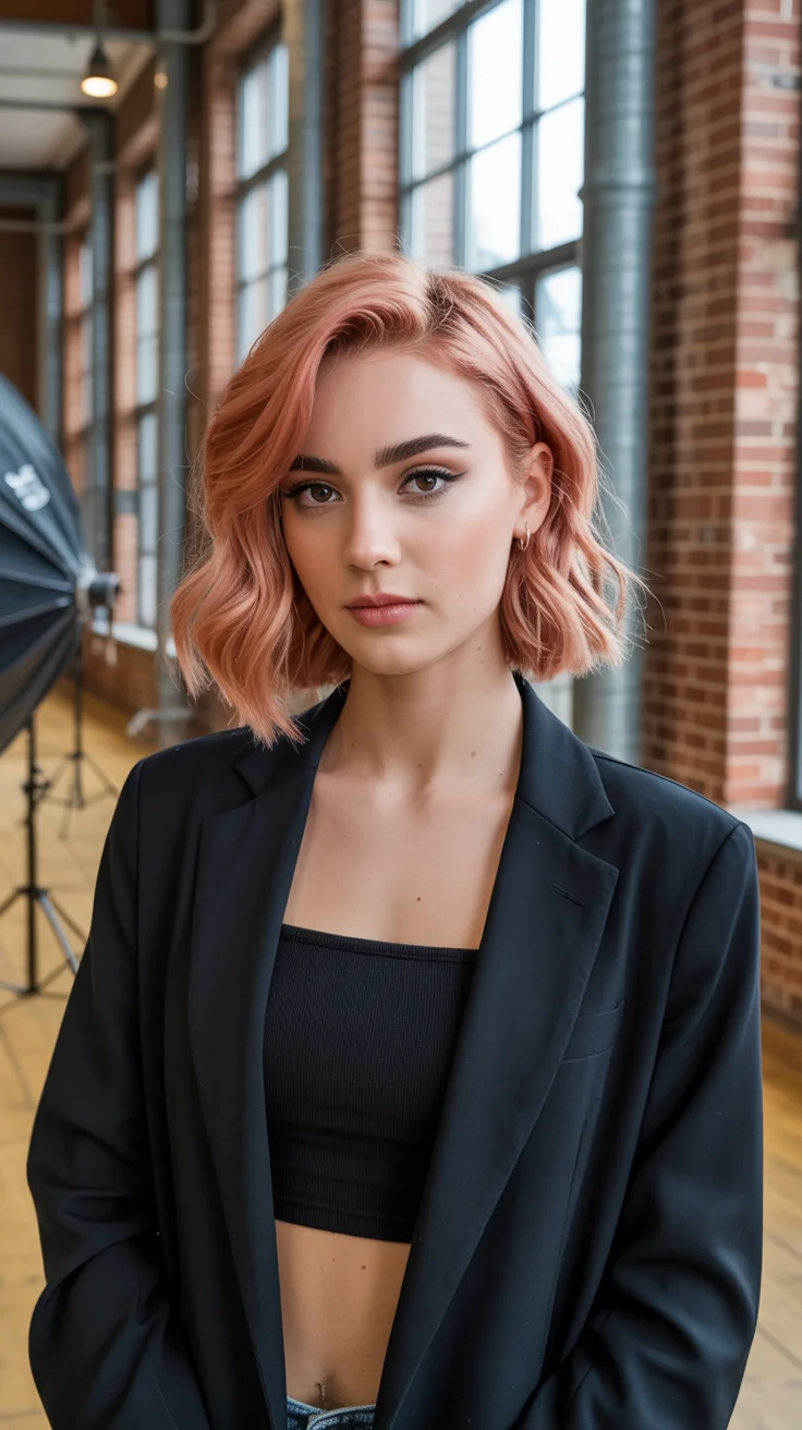 hair color ideas for summer 2026 Peachy Nude Bob with Soft Texture