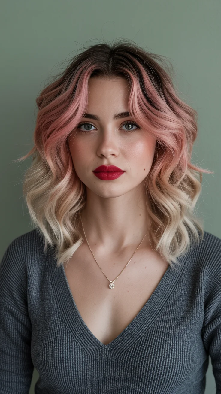 hair color ideas for summer 2026 Soft Pink Contrast Bob with Cool Ends