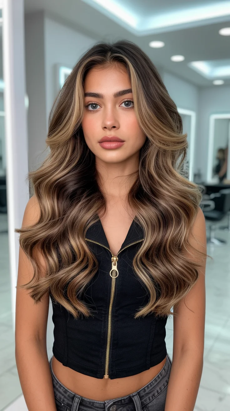 hair color ideas for summer 2026 Neutral Mocha Waves with Luxe Contrast