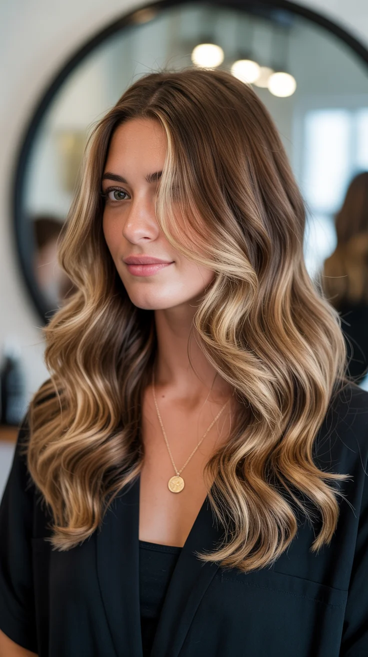 May Hair Color Ideas 2026 Golden Melt Balayage with Soft Sculpted Waves