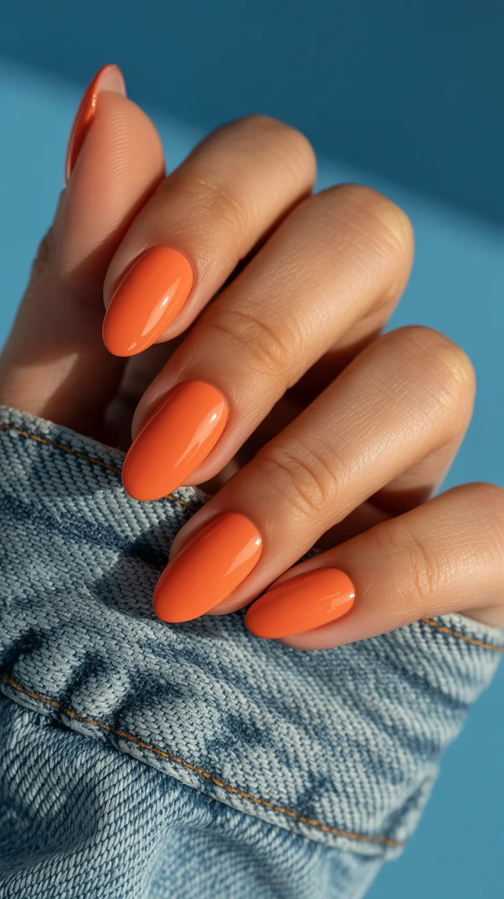 May Nails Ideas 2026 Glossy Tangerine Simplicity That Feels Like Sunshine