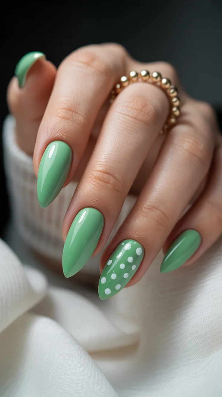 nail art ideas for summer 2026 Fresh Mint Minimalism with Polka Accent