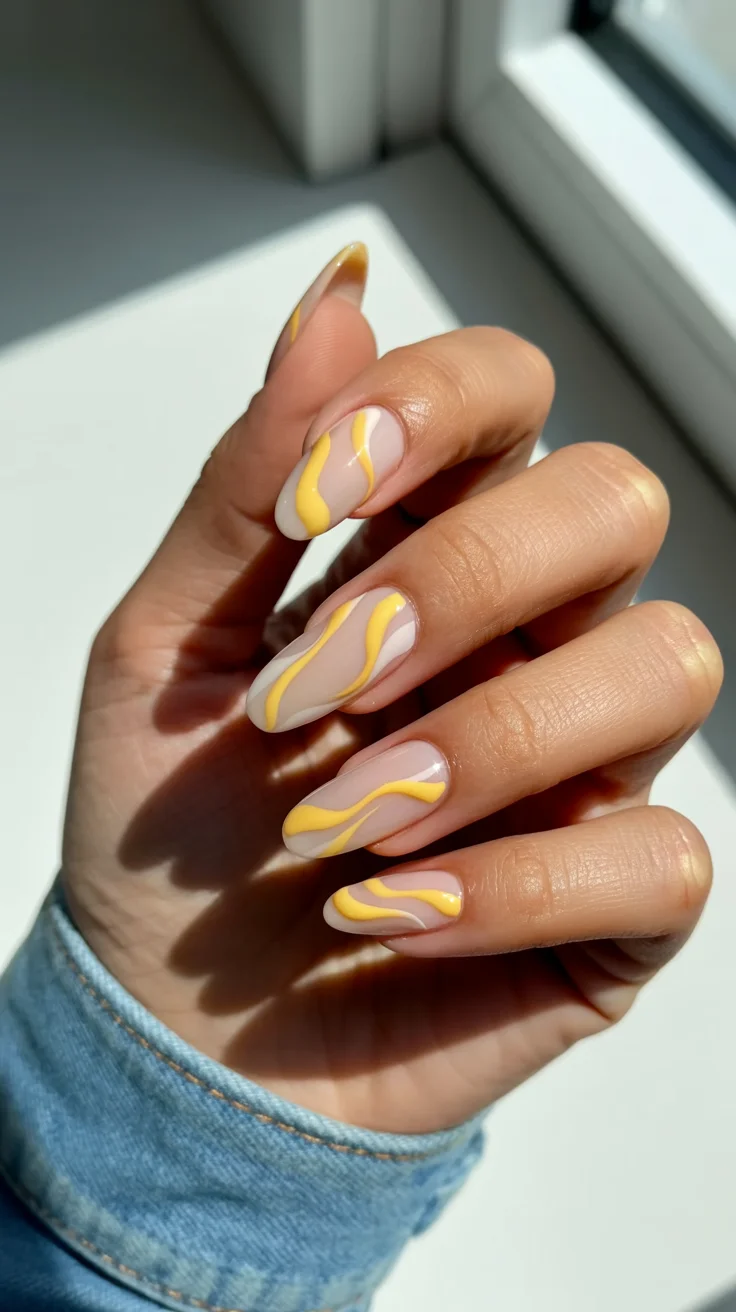 nail colors ideas for summer 2026 Abstract Lemon Swirls A Little Art A Lot of Summer