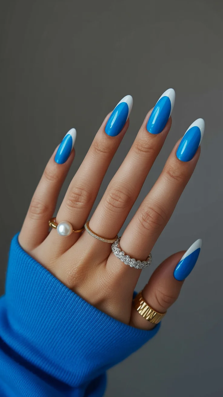 nail colors ideas for summer 2026 Electric Blue French The Bold Cool Girl Statement