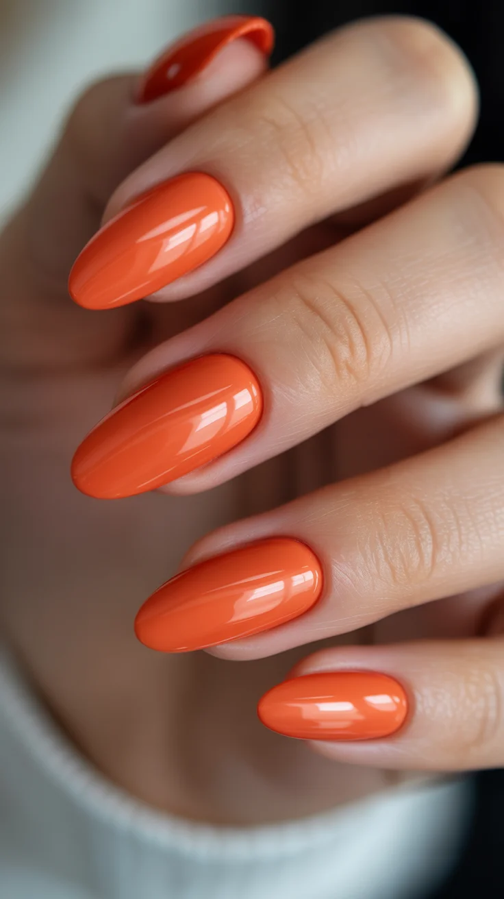 nail colors ideas for summer 2026 Glossy Tangerine Orange The Bold Minimal Statement