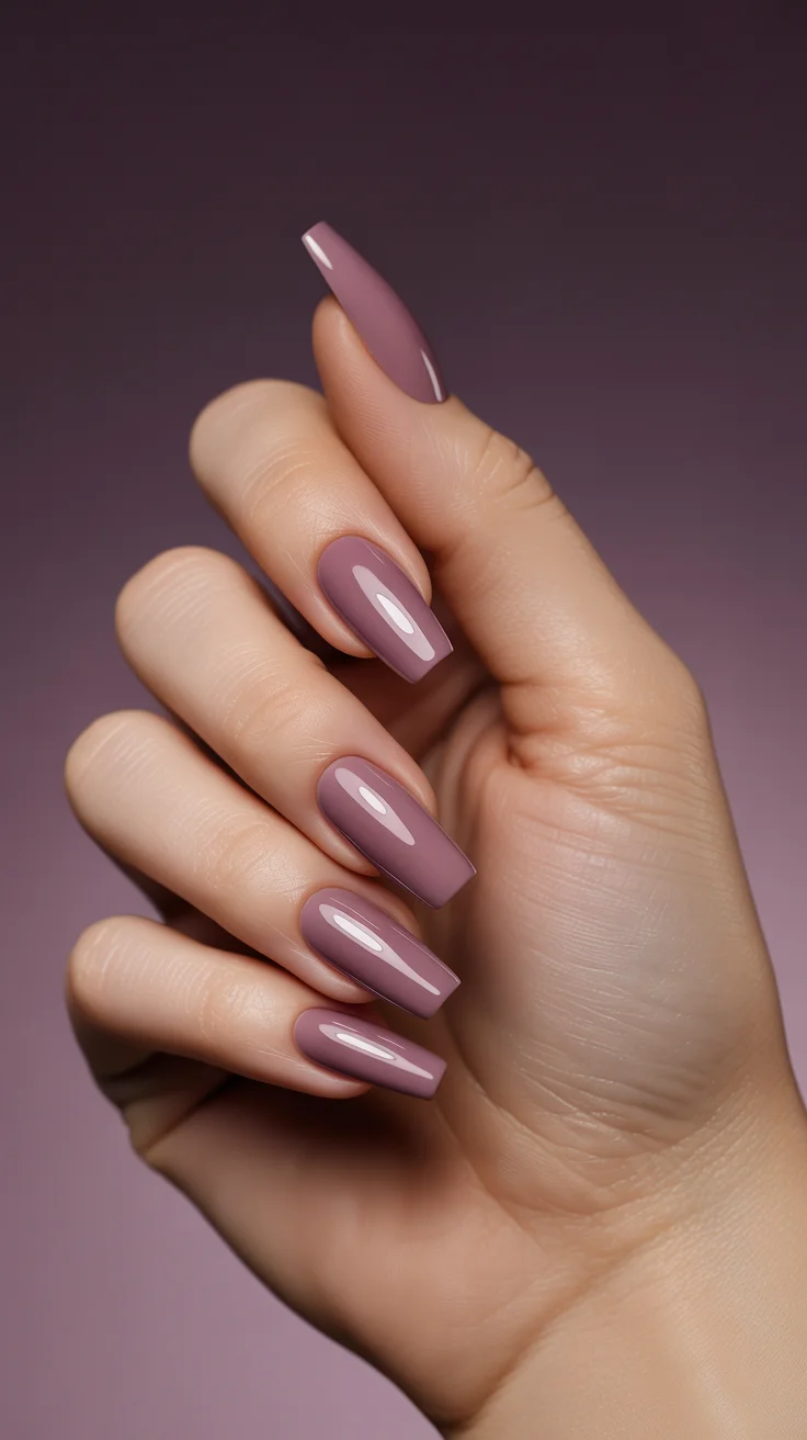 nail colors ideas for summer 2026 Muted Mauve Gloss The Elevated Everyday Shade