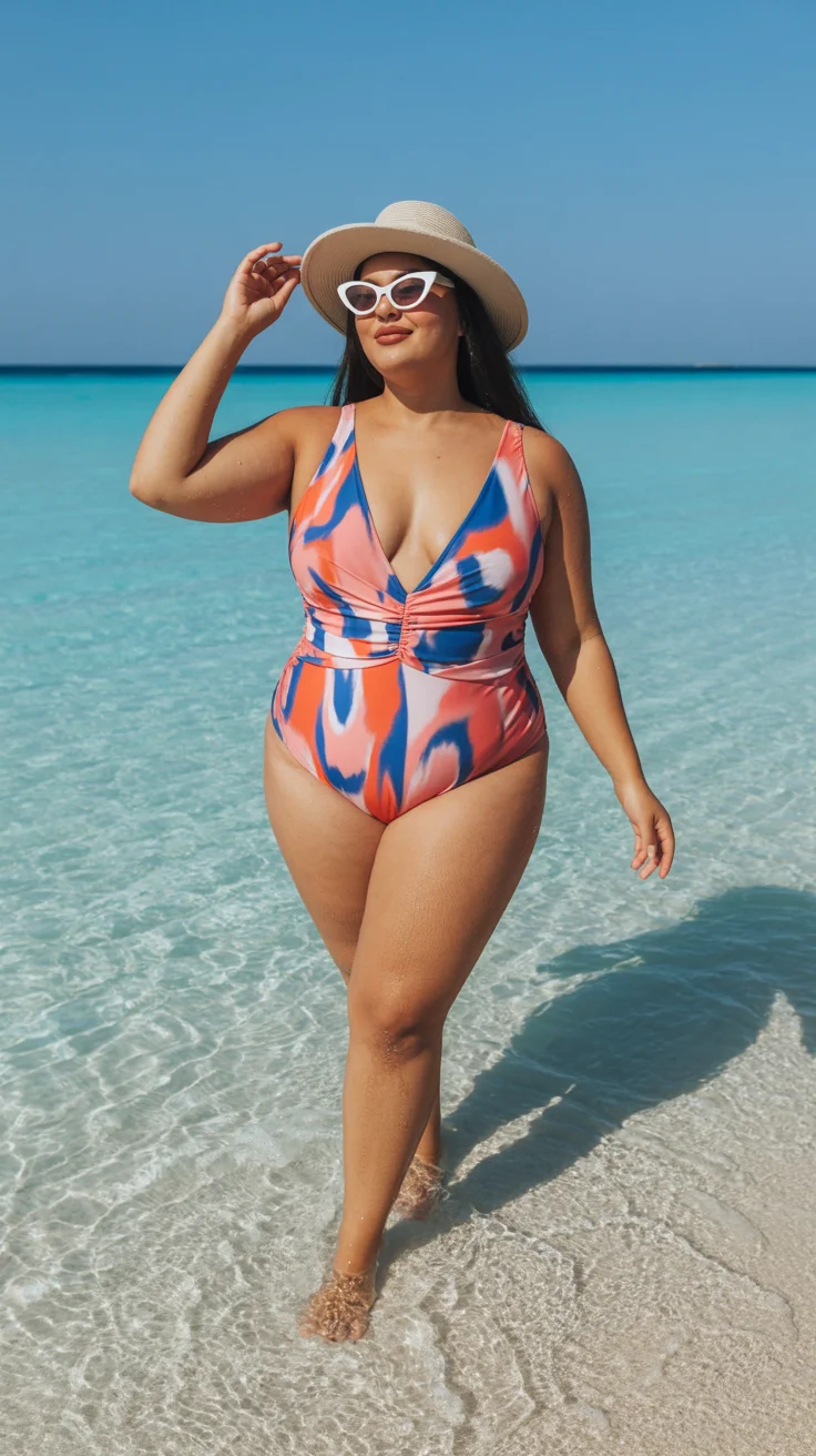 plus size swimsuit Summer 2026 Abstract Color and Movement