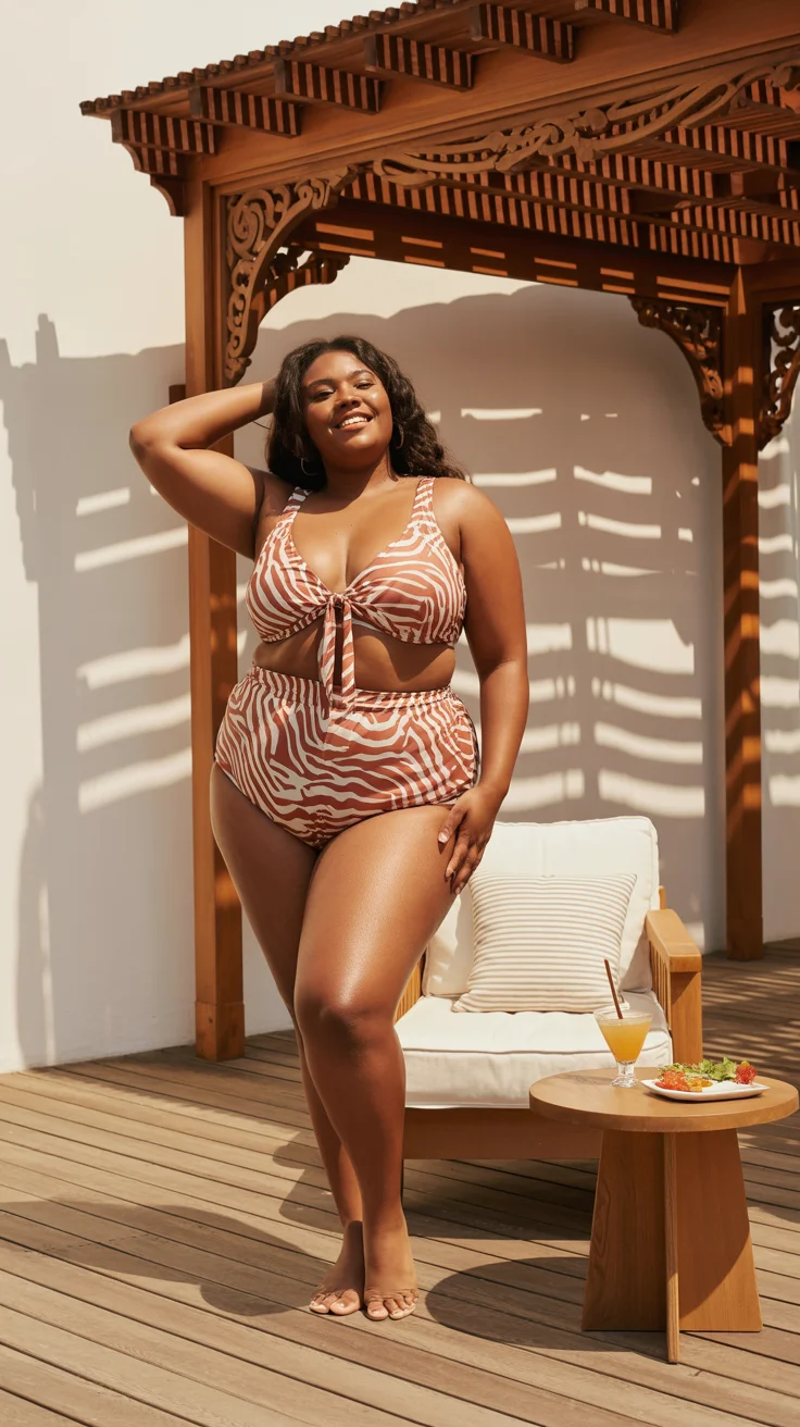 plus size swimsuit Summer 2026 Warm Neutrals and Modern Animal Energy