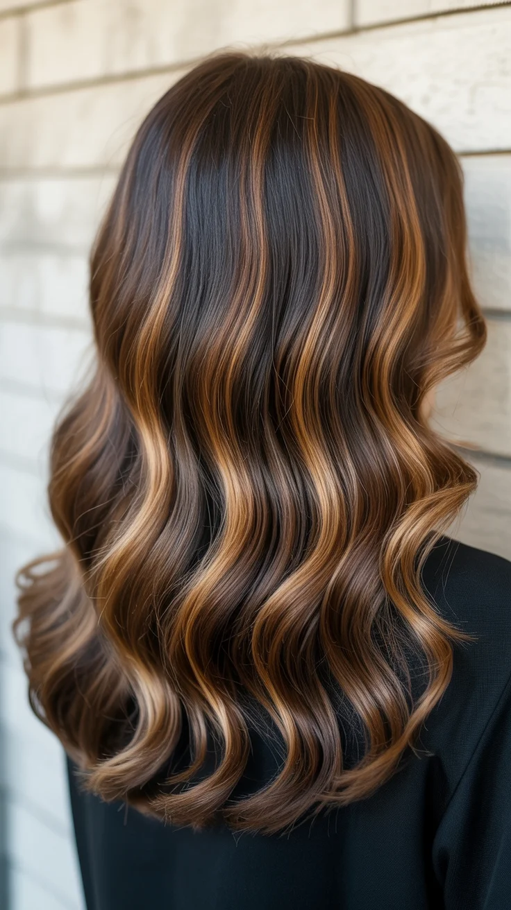 spring to summer season hair color ideas 2026 Caramel Ribbon Brunette