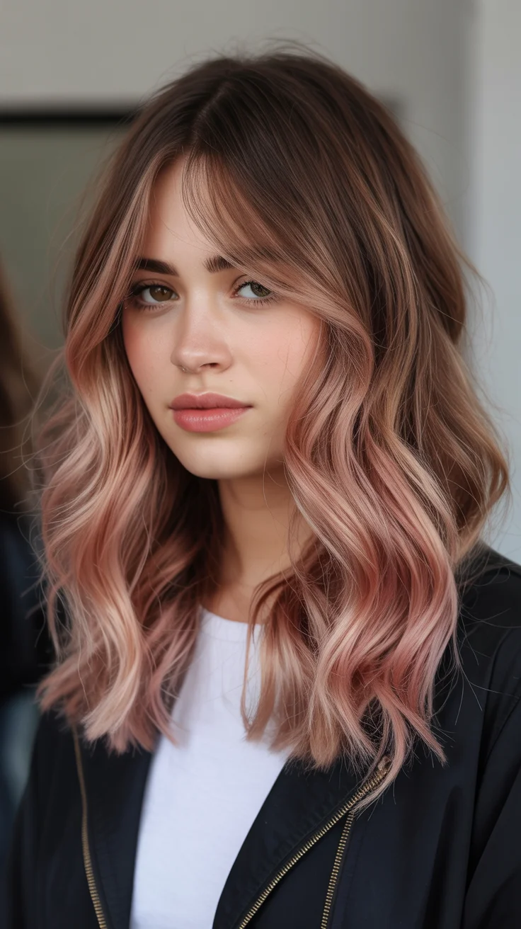 spring to summer season hair color ideas 2026 Rose Champagne Balayage