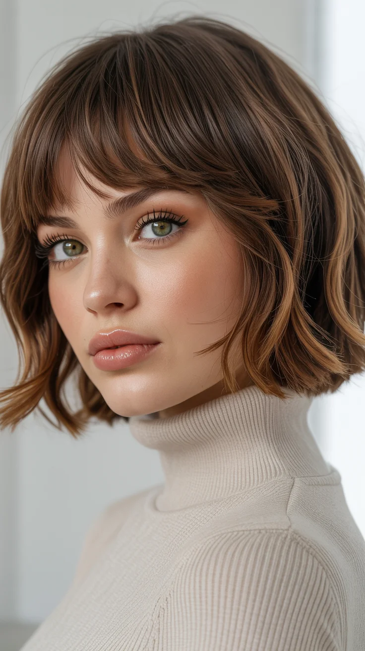 spring to summer season haircuts ideas 2026 Soft Micro Bob with Feathered Spring Bangs