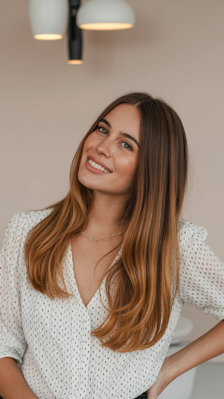 spring to summer season haircuts ideas 2026 Warm Honey Balayage for Long Minimal Layers