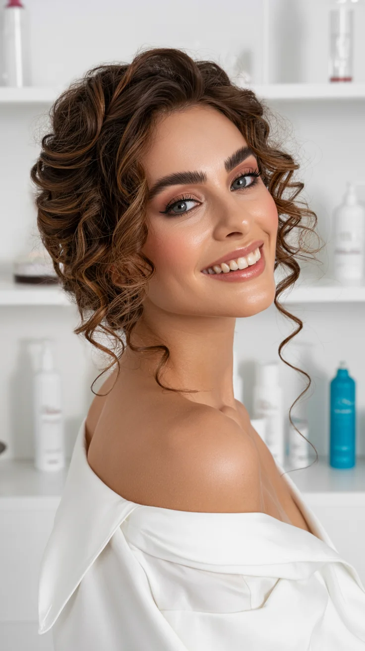 spring to summer season hairstyles ideas 2026 curly textured updo