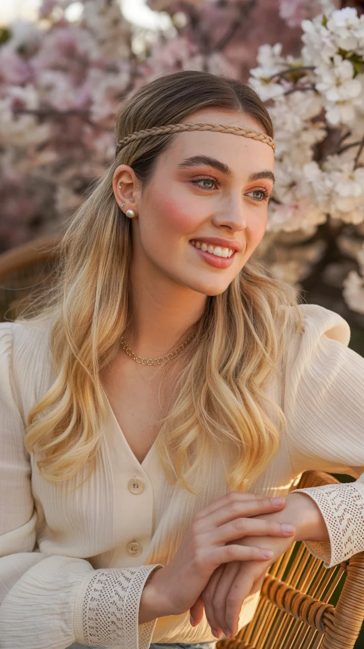 spring to summer season hairstyles ideas 2026 braided headband waves