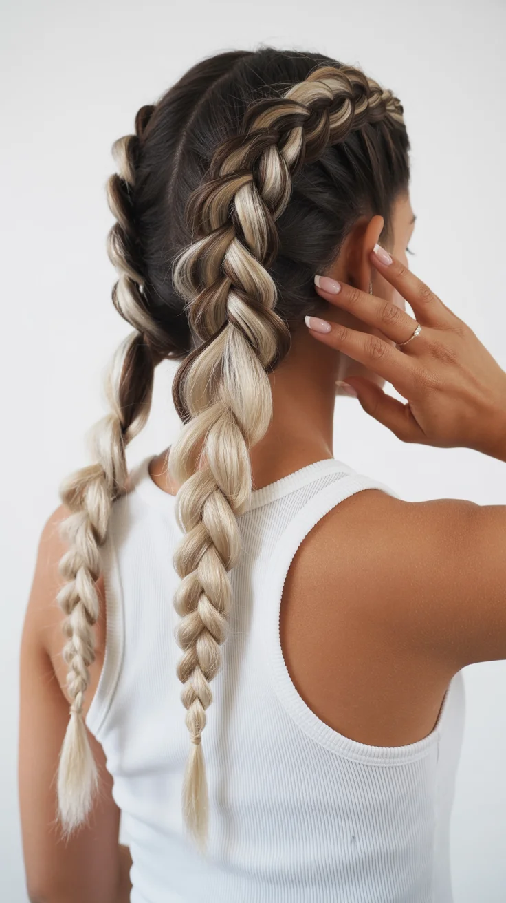 spring to summer season hairstyles ideas 2026 double braids dimensional blonde