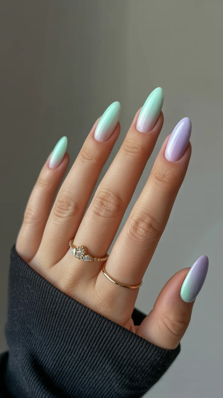 spring to summer season nail art ideas 2026 Pastel Aura Gradient Nails