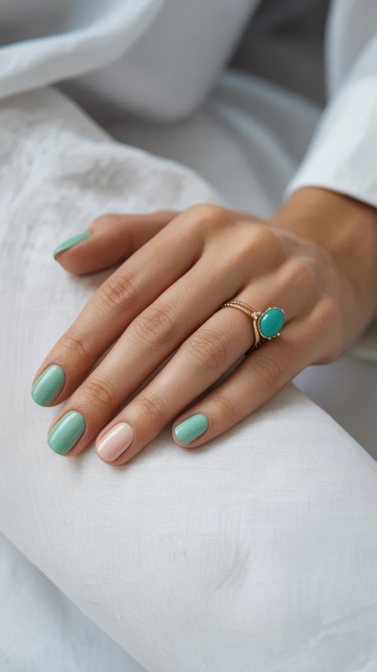 spring to summer season nail art ideas 2026 Fresh Mint Minimalism