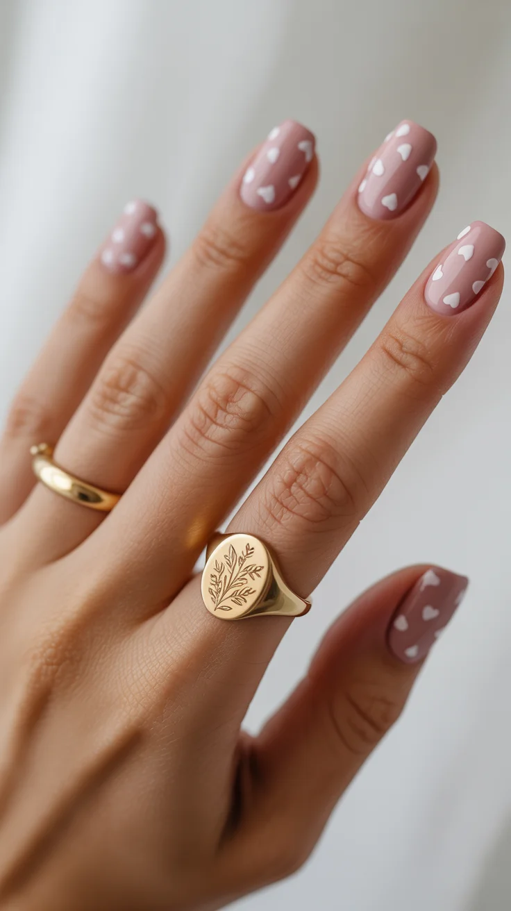 spring to summer season nail art ideas 2026 Blush Heart Nail Design