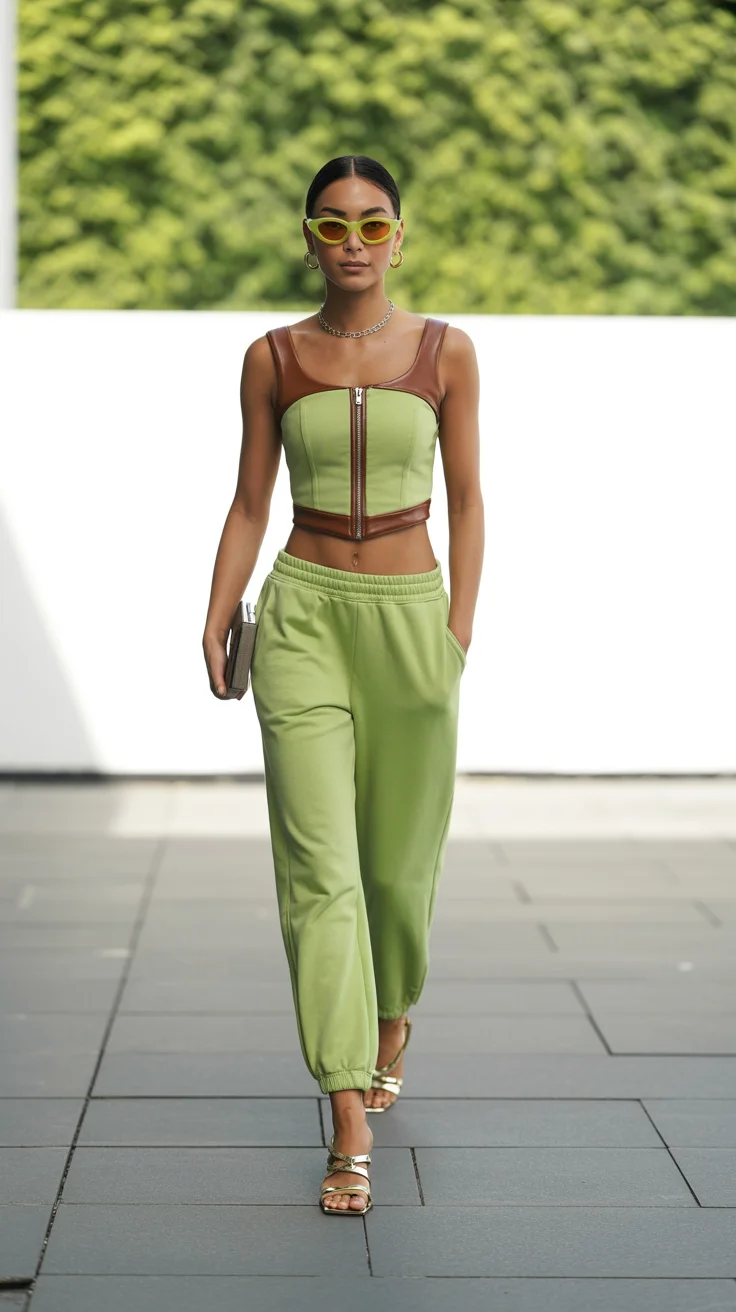 spring to summer season outfits ideas 2026 Sporty Green Two Piece Outfit