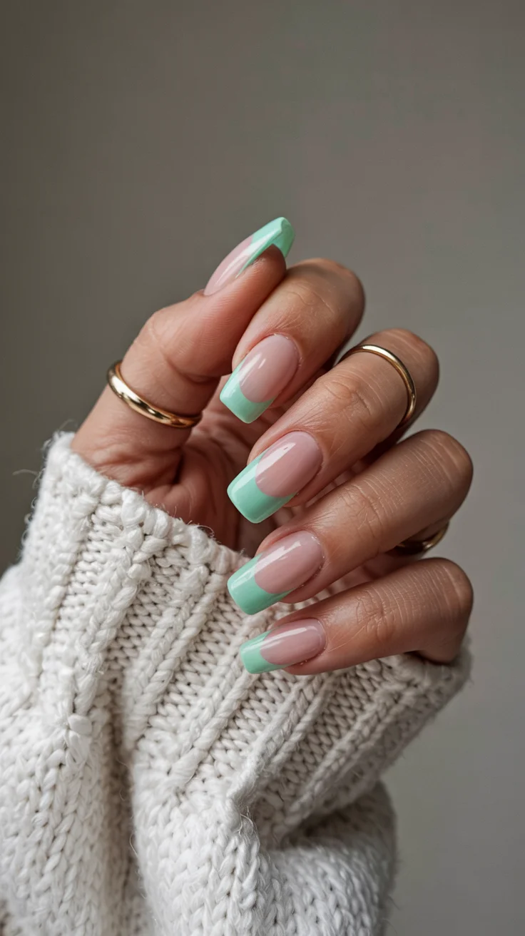 stylish spring ballerina nails 2026 Fresh Mint French Tips for a Light Spring Mood