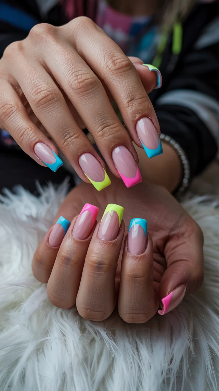 stylish spring ballerina nails 2026 Neon Pop French Tips for Bold Spring Energy