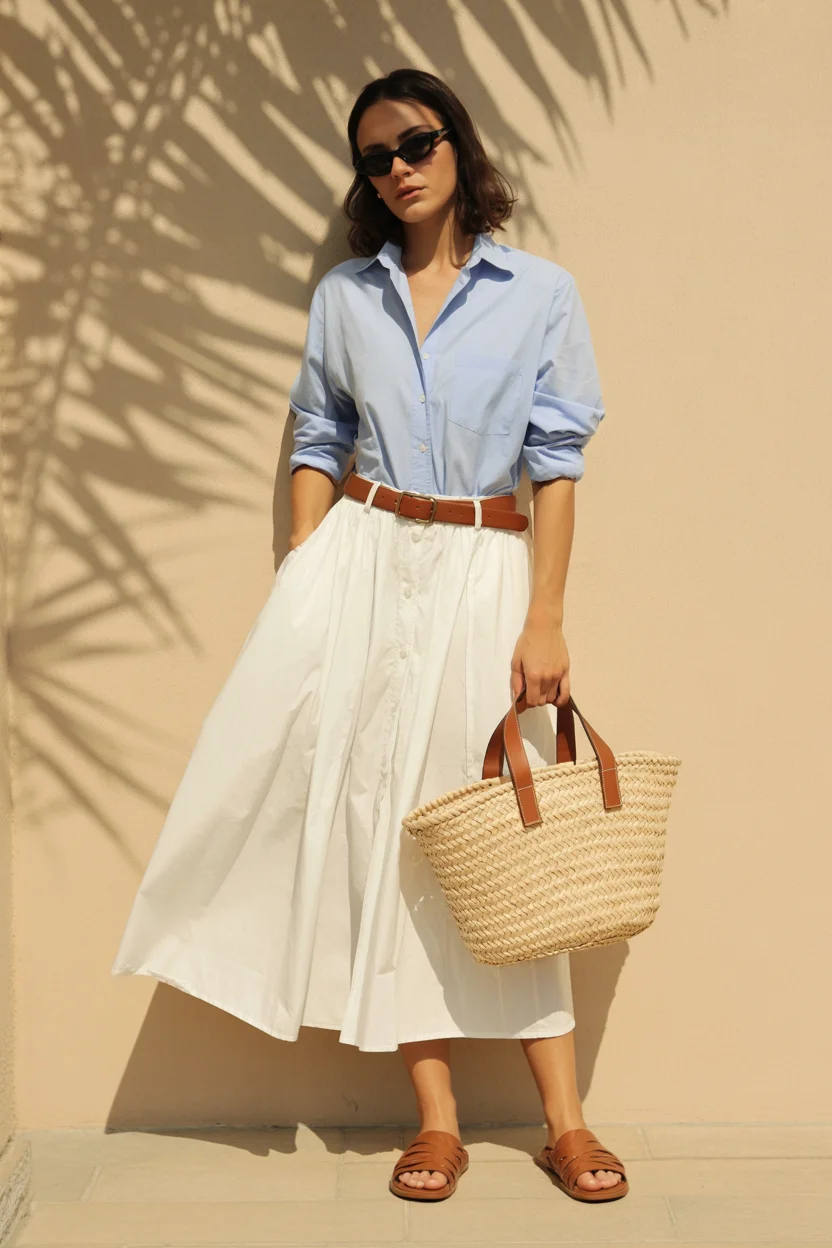 summer capsule wardrobe for women 2026 Classic Shirt and Skirt Combinations That Never Miss
