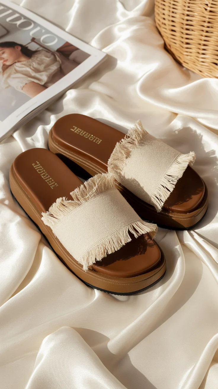 summer flip flops for women 2026 Frayed Textures - Effortless Summer with a Soft Edge