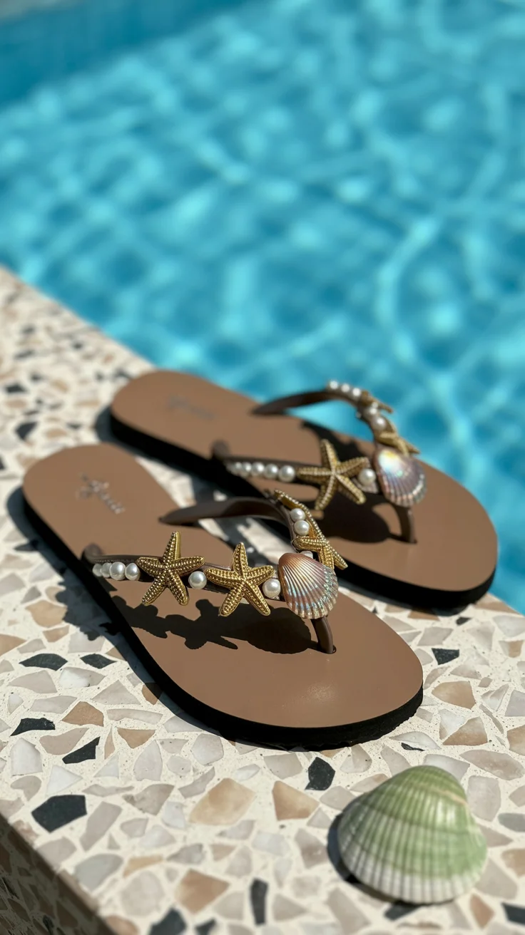 summer flip flops for women 2026 Coastal Embellishments - When Flip-Flops Tell a Summer Story