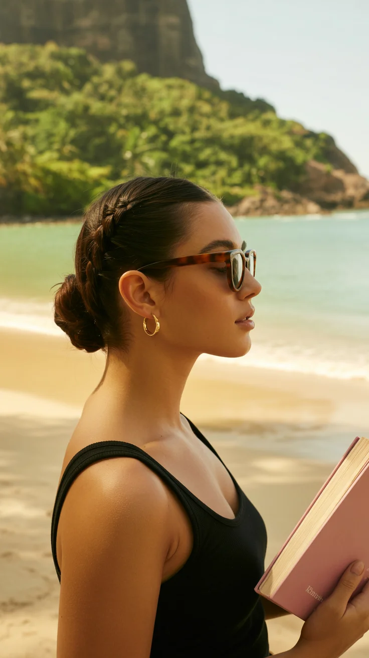 summer hairstyles for swimming 2026 Slick Braided Bun for Minimal Effort, Maximum Control