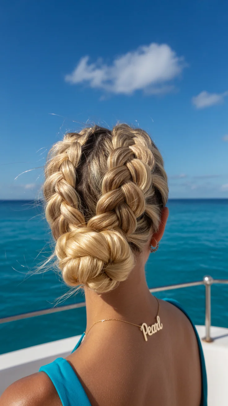 summer hairstyles for swimming 2026 Double Braids Into a Chic Summer Bun