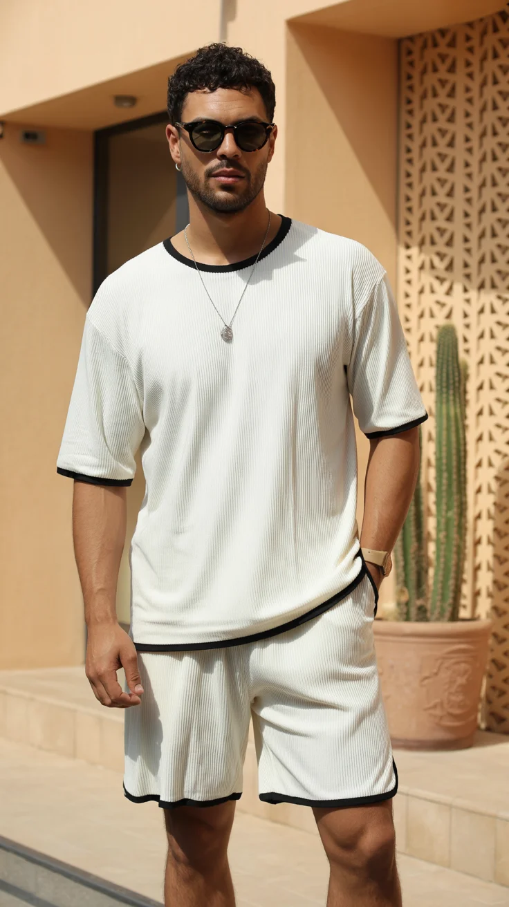 summer outfits for men 2026 Clean Contrast and Elevated Comfort