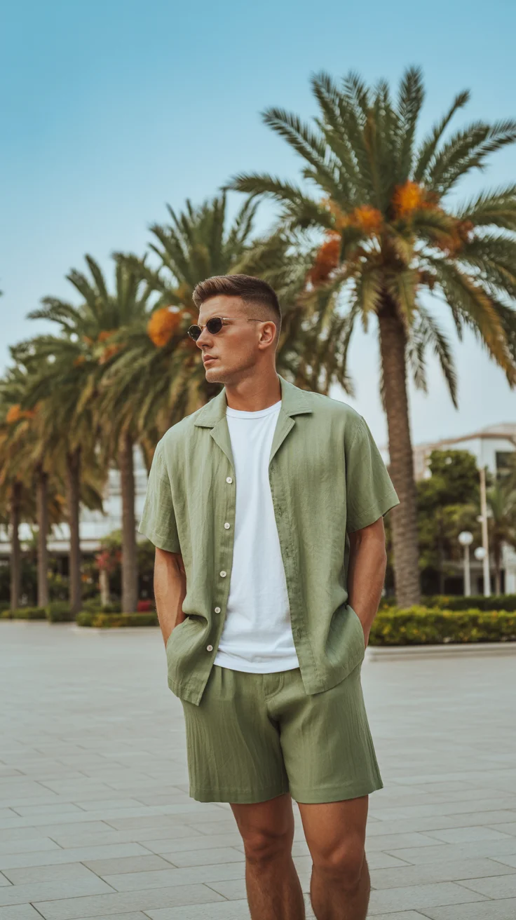 summer outfits for men 2026 Resort Greens with a Fresh Layering Trick