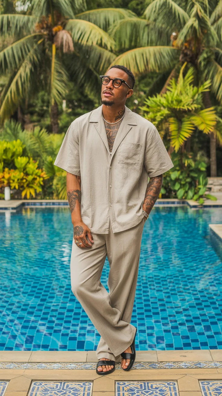 summer outfits for men 2026 Tropical Tailoring Meets Relaxed Confidence