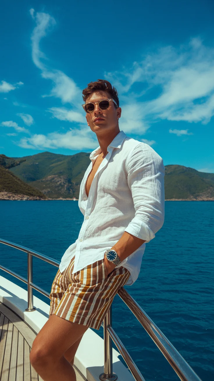 summer outfits for men 2026 Yacht Club Energy with a Playful Twist
