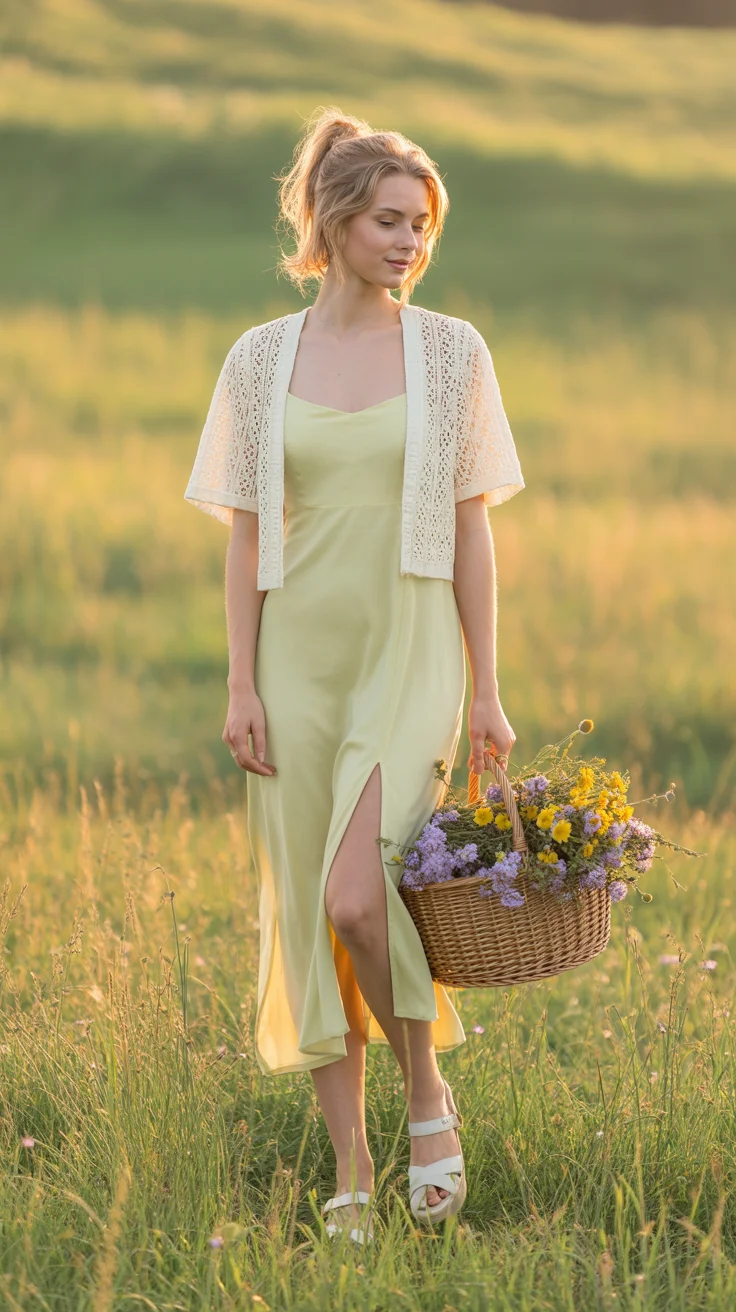 summer outfits with sandals for women 2026 Soft Pastel Dresses and Cardigans with Feminine Sandals