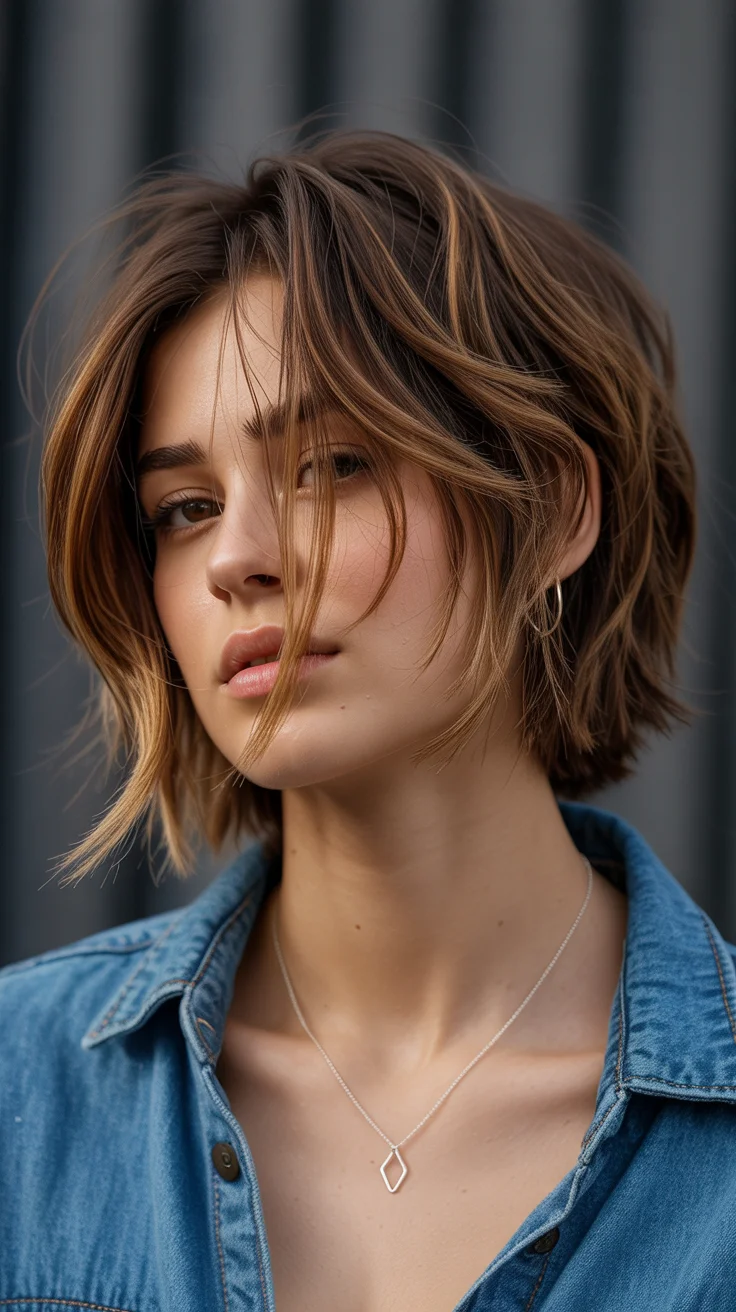 summer short haircut ideas 2026 Effortless Shaggy Bob with Face-Framing Layers